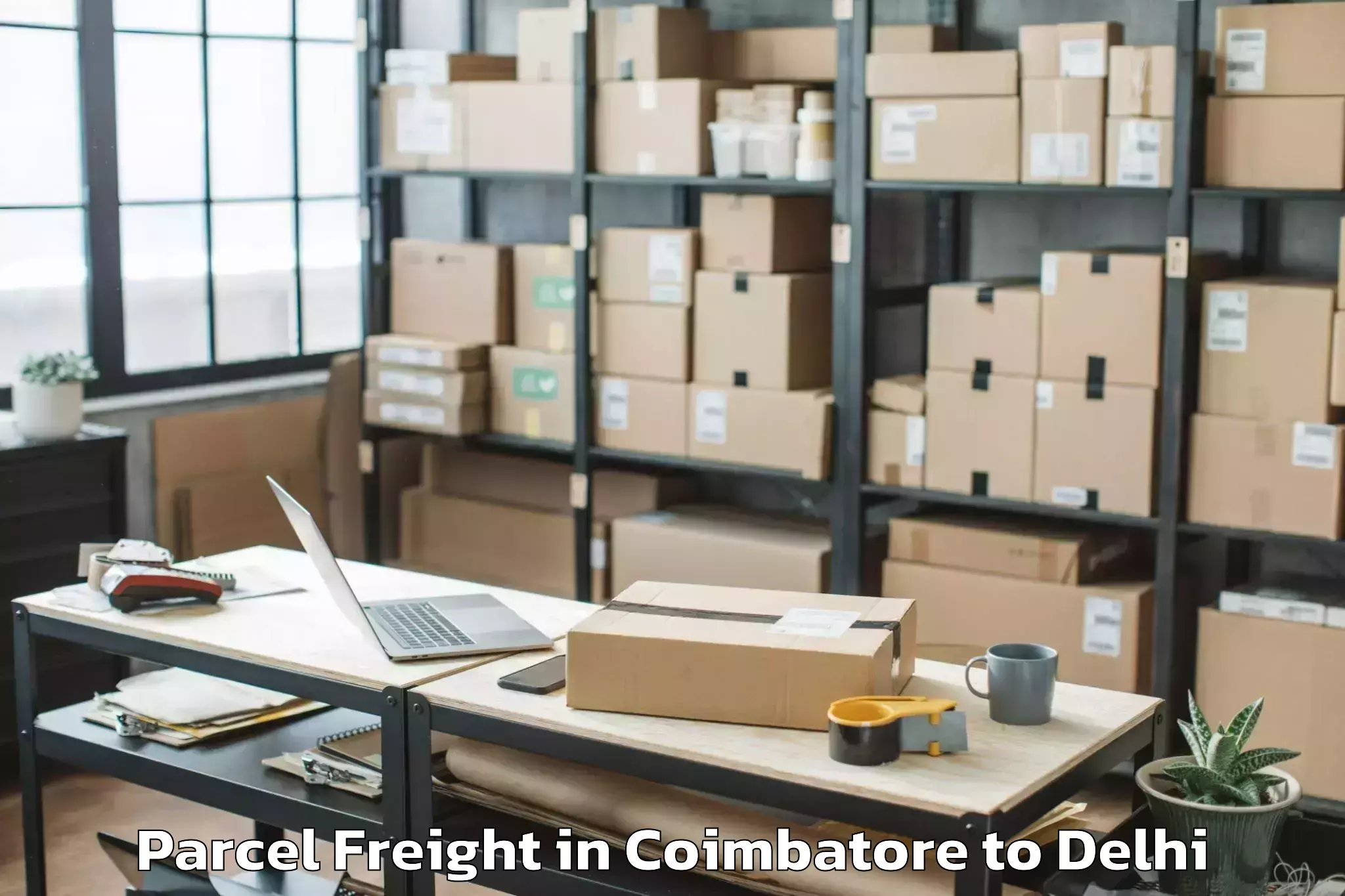 Top Coimbatore to Seema Puri Parcel Freight Available